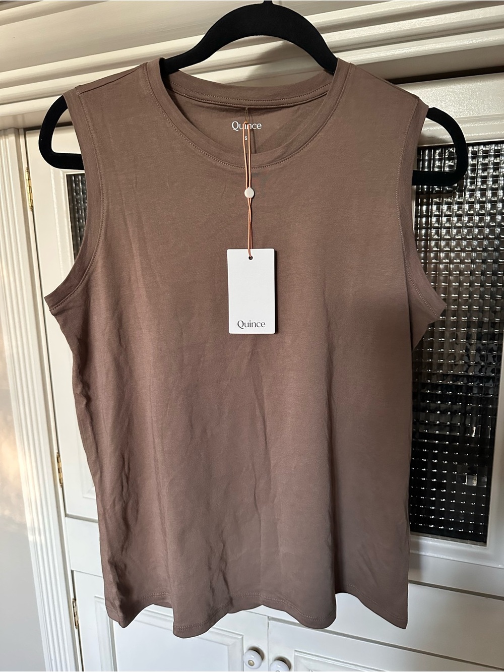 NWT Quince Women's Modal Cotton Muscle Tank Dark Taupe Size Small